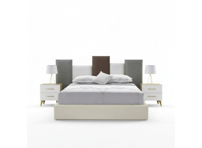 Ensemble de chambre à coucher Lit 2x Table de chevet Bois Blanc Complet Moderne 3 pièces