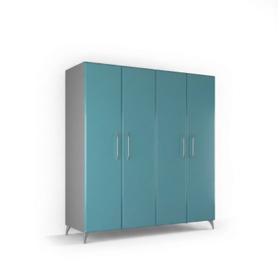 Armoire Chambre Armoire en Bois Armoire Moderne Placards à Vêtements Bleu