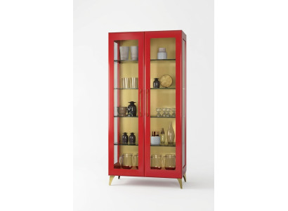 Vitrine en verre rouge magnifique Armoires de vitrine en bois avec verre Salon Moderne de luxe