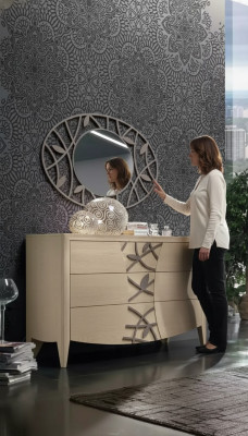 Commode de chambre Miroir Buffet Commodes en bois Design moderne de luxe