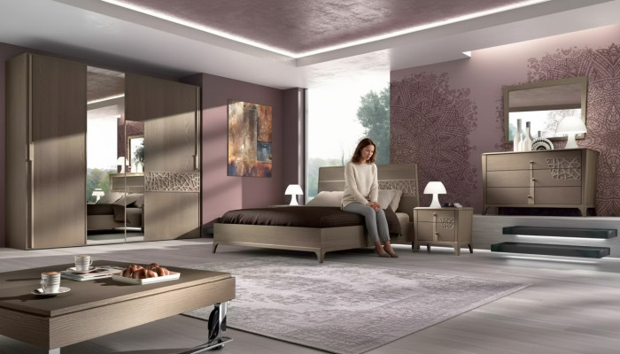Chambre Lit 2x Table de chevet Design 6pcs. Ensemble complet marron 6 pièces