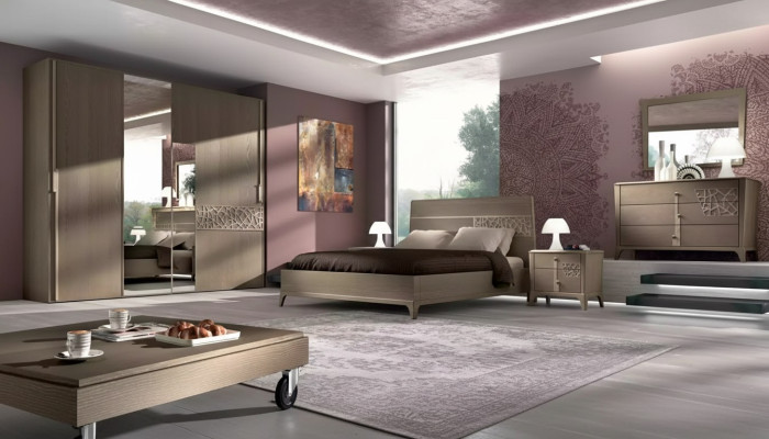 Chambre Lit 2x Table de chevet Design 6pcs. Ensemble complet marron 6 pièces