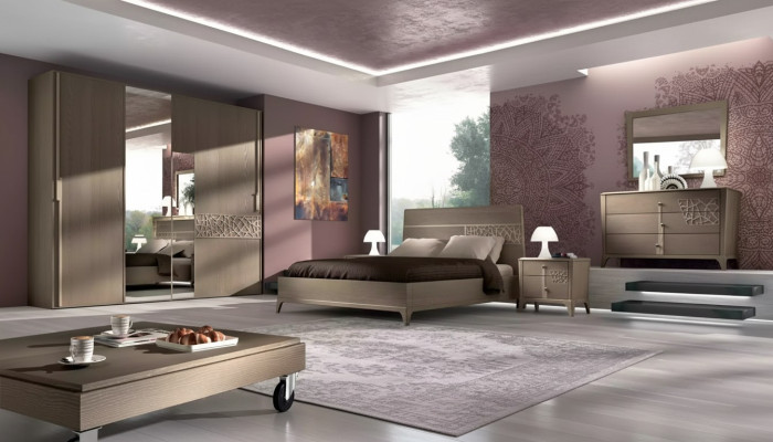 Chambre Lit 2x Table de chevet Design 6pcs. Ensemble complet marron 6 pièces