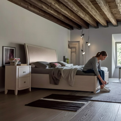 Lit 2x Tables de chevet Luxe Completes Ensemble de chambre À coucher Mobilier gris 3 pièces
