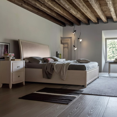 Lit 2x Tables de chevet Luxe Completes Ensemble de chambre À coucher Mobilier gris 3 pièces