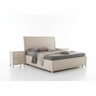 Lit 2x Tables de chevet Luxe Completes Ensemble de chambre À coucher Mobilier gris 3 pièces