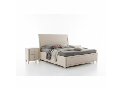 Lit 2x Tables de chevet Luxe Completes Ensemble de chambre À coucher Mobilier gris 3 pièces