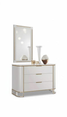 Chambre à coucher ensemble commode miroir nouveau Luxe Complet neuf Blanc 2 pièces