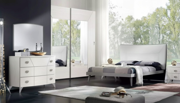 Ensemble de chambre à coucher Lit 2x Tables de chevet Commode 6 pièces. Design de luxe