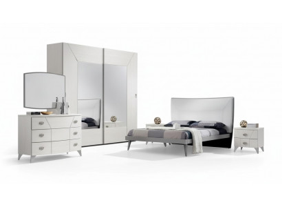 Ensemble de chambre à coucher Lit 2x Tables de chevet Commode 6 pièces. Design de luxe