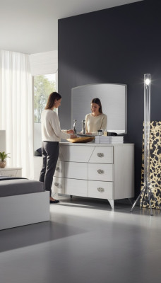 Ensemble de chambre commode Miroir Luxe Complet Blanc Bahut 2 pièces