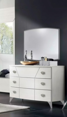Ensemble de chambre commode Miroir Luxe Complet Blanc Bahut 2 pièces