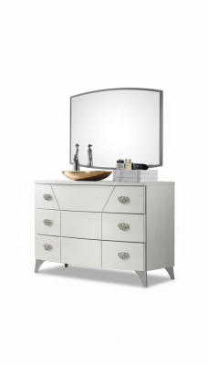 Ensemble de chambre commode Miroir Luxe Complet Blanc Bahut 2 pièces