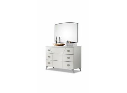 Ensemble de chambre commode Miroir Luxe Complet Blanc Bahut 2 pièces