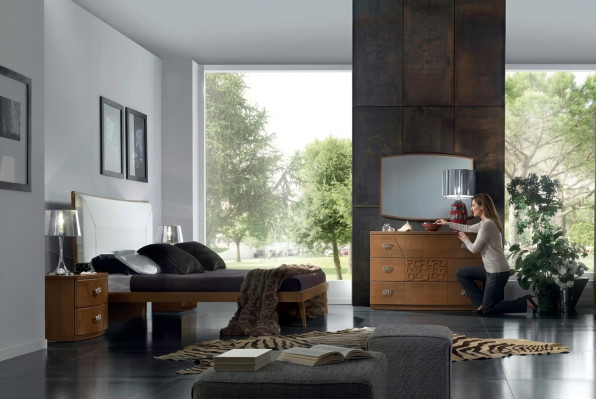 Ensemble de chambre à coucher Lit 2x Table de chevet Commode Design de 6 pièces Luxe Complet