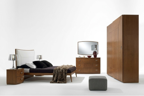 Ensemble de chambre à coucher Lit 2x Table de chevet Commode Design de 6 pièces Luxe Complet