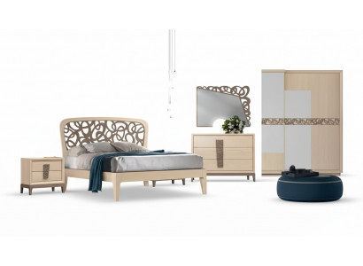 Ensemble de chambre à coucher Lit 2x Tables de chevet Armoire Design Luxe neuf 6 pièces