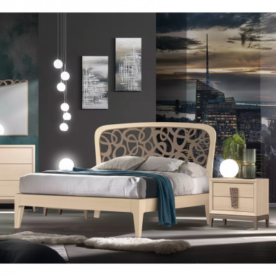 Ensemble de chambre à coucher Lit 2x Tables de chevet Meubles design neufs 3 pièces Moderne Bois