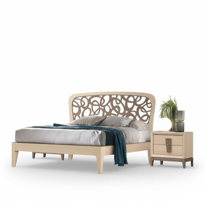 Ensemble de chambre à coucher Lit 2x Tables de chevet Meubles design neufs 3 pièces Moderne Bois