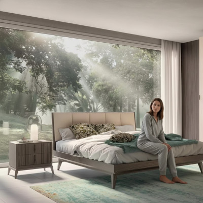 Ensemble de chambre à coucher Lit 2x Tables de chevet Design Luxe neuf 3 pièces Lits Modernes