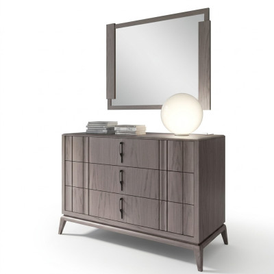 Ensemble de chambre à coucher Luxueux Commode Miroir Design Buffet brun 2 pièces Bois