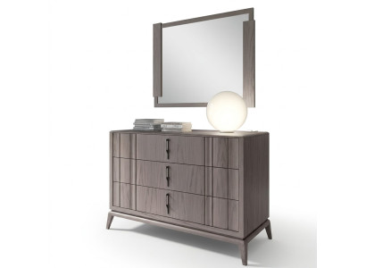 Ensemble de chambre à coucher Luxueux Commode Miroir Design Buffet brun 2 pièces Bois