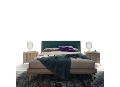 Ensemble de chambre à coucher Lit 2x Table de chevet Bois beige complet Moderne neuf