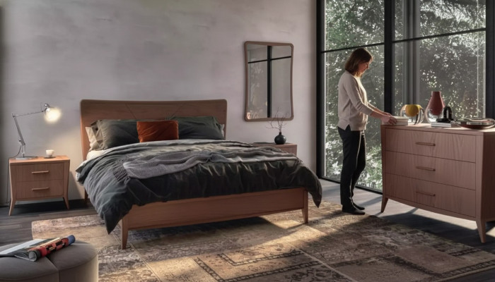 Chambre Ensemble Lit 2x Tables de chevet Commode Design Meubles de luxe 4 pièces