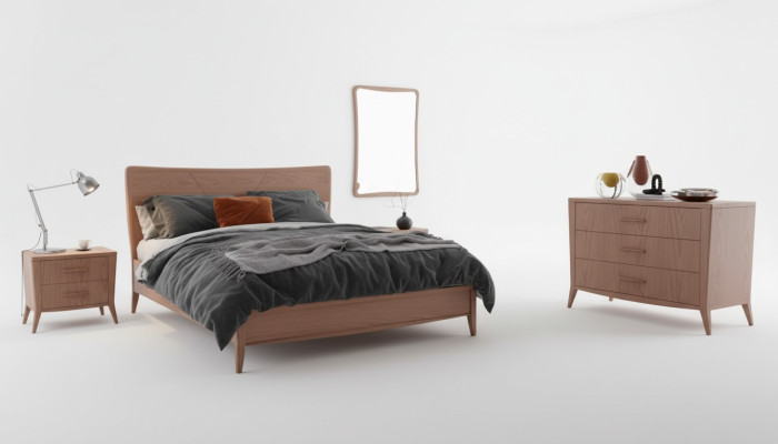 Chambre Ensemble Lit 2x Tables de chevet Commode Design Meubles de luxe 4 pièces