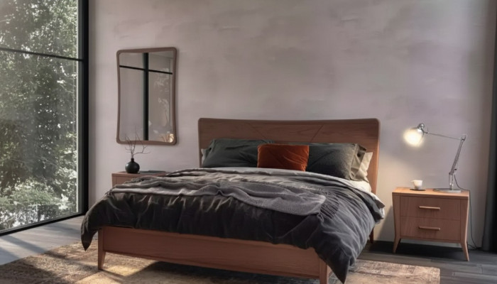 Chambre à coucher Ensemble de luxe Lit 2x Tables de chevet Design nouveau brun 3 pièces Moderne