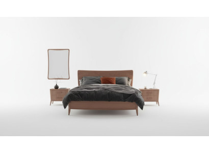 Chambre à coucher Ensemble de luxe Lit 2x Tables de chevet Design nouveau brun 3 pièces Moderne