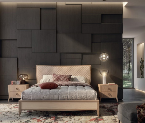 Ensemble de chambre à coucher Lit 2x Tables de chevet Design Luxe nouveau 3 pièces Moderne Bois