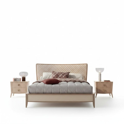 Ensemble de chambre à coucher Lit 2x Tables de chevet Design Luxe nouveau 3 pièces Moderne Bois
