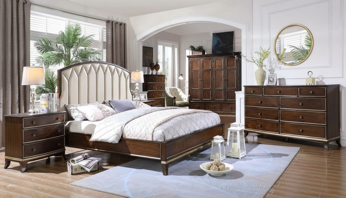 Lit 2x Tables de chevet Commode Ensemble de chambre Design Luxe neuf 4 pièces