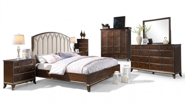 Lit 2x Tables de chevet Commode Ensemble de chambre Design Luxe neuf 4 pièces