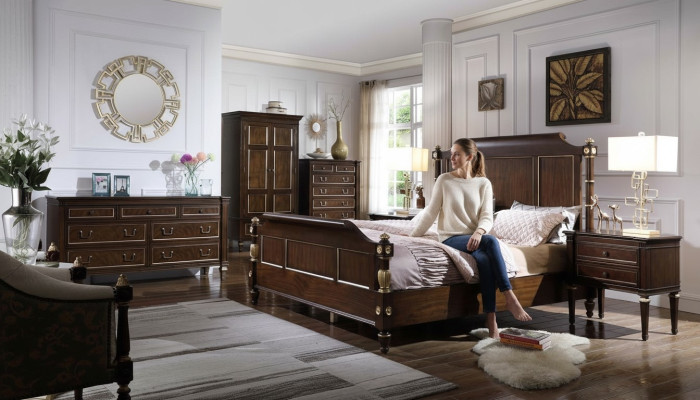 Lit 2x Table de chevet Commode Ensemble de meubles de chambre complet 4 pièces neuf