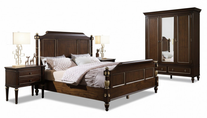 Chambre à coucher Ensemble Lit 2x Tables de chevet Luxe neuf 3 pièces Design Moderne Bois