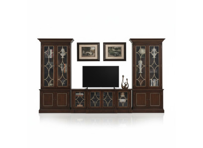 Meuble télé bas 2x vitrine ensemble mural moderne salle de séjour moderne 3 pièces
