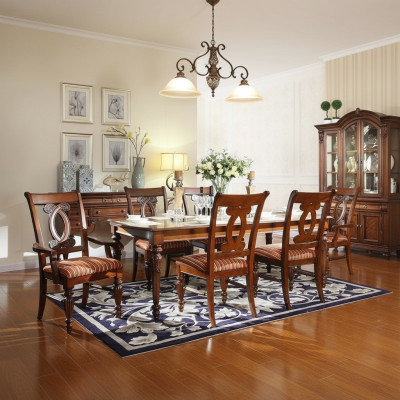 Salle à manger Table à manger 4x Chaise 2x Chaise Suite Ensemble de 7 pièces de meubles en bois de luxe