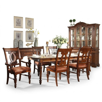 Salle à manger Table à manger 4x Chaise 2x Chaise Suite Ensemble de 7 pièces de meubles en bois de luxe