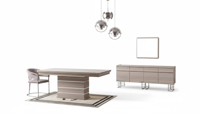 Table 6 chaises Buffet Miroir Ensemble de salle à manger de 9 pièces Suite de groupe