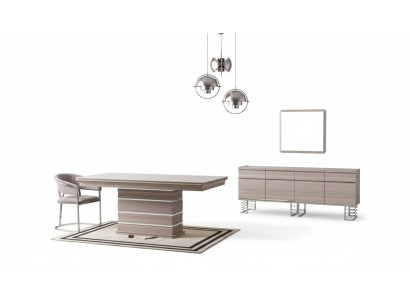 Table 6 chaises Buffet Miroir Ensemble de salle à manger de 9 pièces Suite de groupe