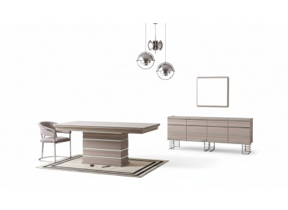 Table 6 chaises Buffet Miroir Ensemble de salle à manger de 9 pièces Suite de groupe