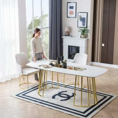 Table à manger table de cuisine de luxe en bois Table à manger nouveau style moderne blanche