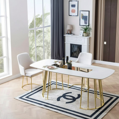Table à manger table de cuisine de luxe en bois Table à manger nouveau style moderne blanche