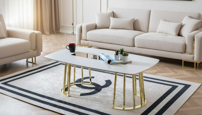 Table basse Blanche Design moderne Meubles de salon Table de luxe nouveau Design de luxe