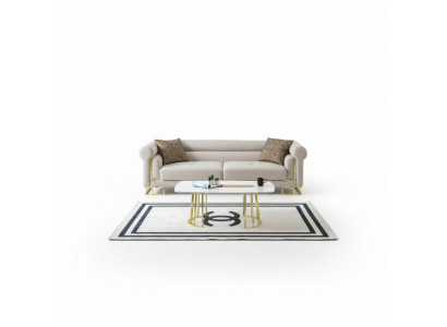 Canapé 3 places en textile Design de salon Moderne neuf de luxe Blanc