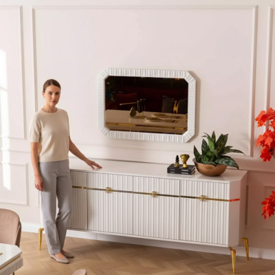 Buffet Design Miroir Meuble Console Bois Salon Designers