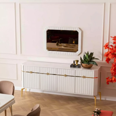 Buffet Design Miroir Meuble Console Bois Salon Designers