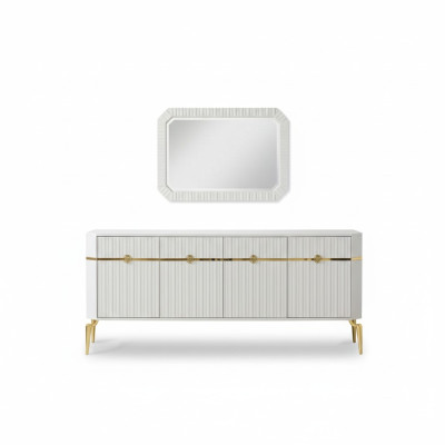 Buffet Design Miroir Meuble Console Bois Salon Designers